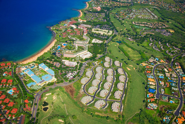The community of Hoolei is right across the street from the Grand Wailea Resort Hotel & Spa and the world famous Wailea Beach.