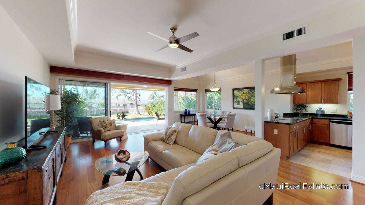 Living rooms at Kai Malu have high ceilings and ample space for entertaining