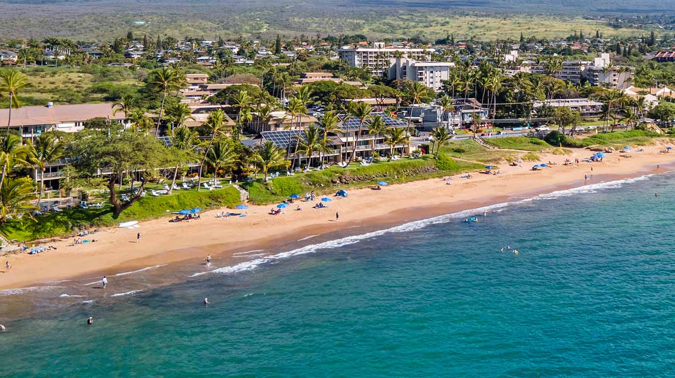 aerial view of the beach in south kihei