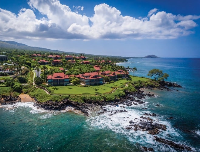 An aerial shot of the Hawaiian shoreline