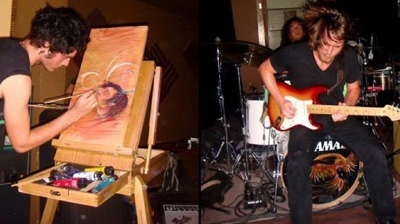 Willie Nelson's sons playing guitar and painting